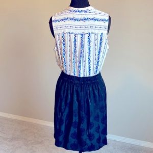 LOFT navy silk skirt